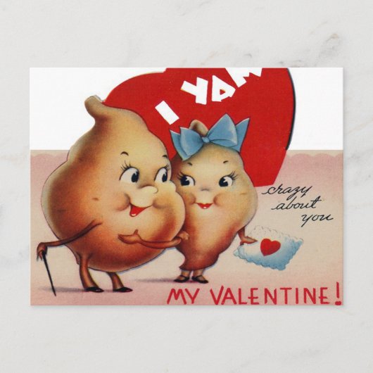 Retro Vintage Valentineyamswurzel Feiertagspostkarte (Vorderseite)