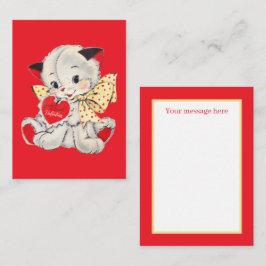 Retro-Vintage Valentinkatze hinzufügen Mitteilungskarte