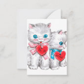 Retro-Vintage Valentinkatzen hinzufügen Mitteilungskarte (Vorderseite)
