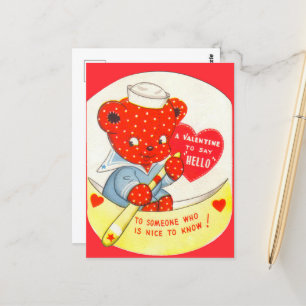 Retro-Vintage-Valentinsbär Postkarte
