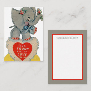 retro-vintage-Valentinsgruß-Elefant-Feiertag Mitteilungskarte