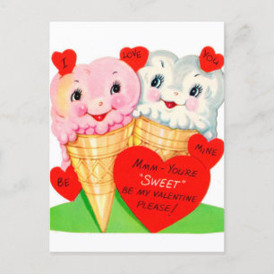 retro-vintage-Valentinstag-Eiscreme Postkarte