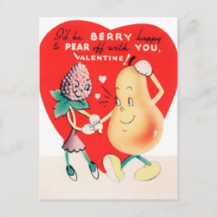 Retro Vintage Valentinstag Erdbeere und Birne Post Feiertagspostkarte