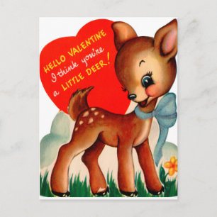 Retro Vintage Valentinstag Hirsch Feiertagskarte Feiertagspostkarte