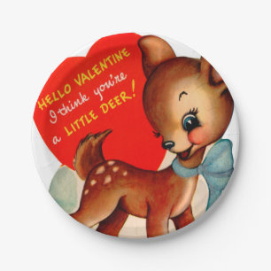Retro Vintage Valentinstag Hirsch Party Pappteller