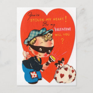 Retro Vintage Valentinstag Junge Feiertag Postkart Feiertagspostkarte