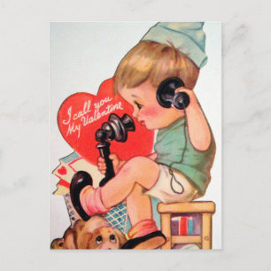 Retro Vintage Valentinstag Junge Feiertag Postkart Feiertagspostkarte