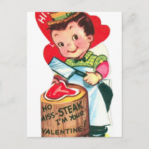 Retro-Vintage-Valentinstag-Metzger-Feiertag-Postka Feiertagspostkarte