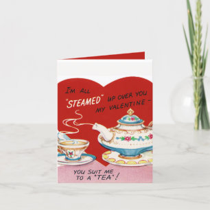 retro-vintage-Valentinstag-Tee mit Gefühl Feiertagskarte