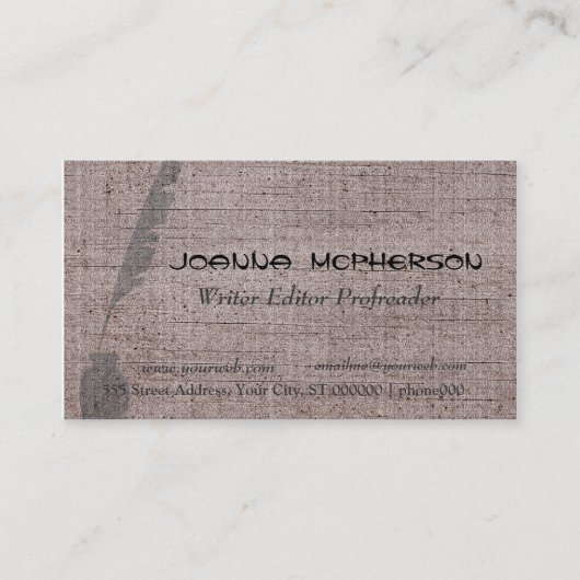 Retro Vintage Verfasser-Feder-Spule Visitenkarte (Vorderseite)