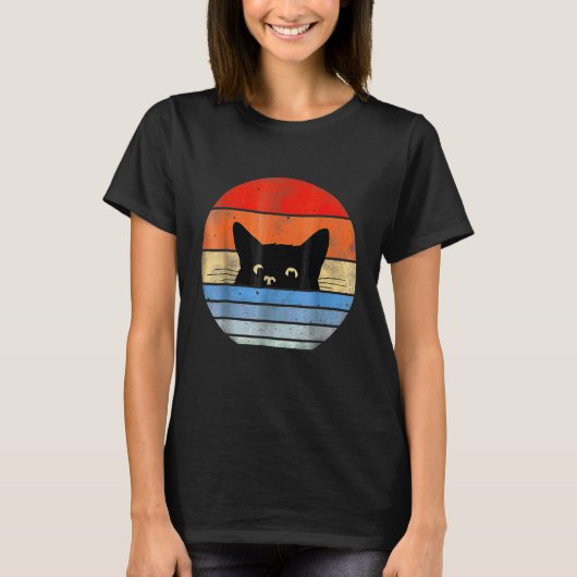 Retro Vintage versteckte Katze T-Shirt (Vorderseite)