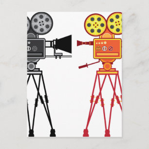 Retro-Vintage-Videoprojektor-Kamera-Film-Vektor Postkarte