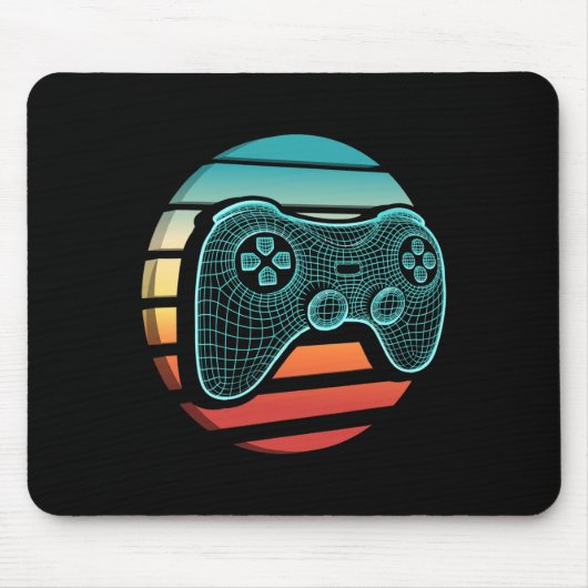 Retro Vintage Videospiel-Controller Gamer Sonnenun Mousepad (Vorne)