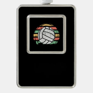 Retro Vintage Volleyball Rahmen-Ornament Silber
