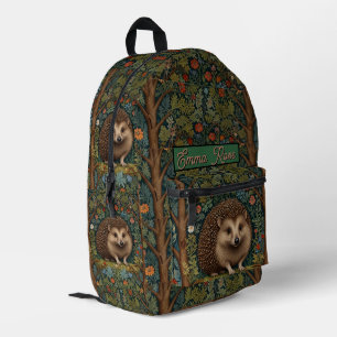 Retro-vintage-Wald-Igel Wald botanisch Bedruckter Rucksack