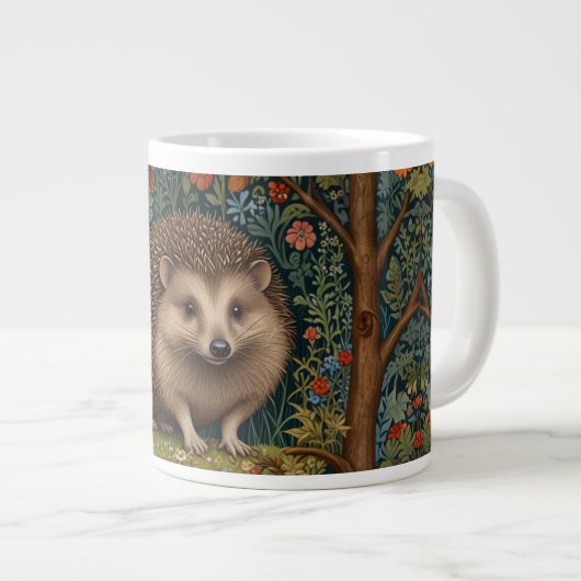 Retro Vintage Wälder Igel Wälder botanischen Jumbo-Tasse (Vorderseite Rechts)