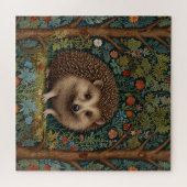 Retro Vintage Wälder Igel Wälder botanischen Puzzle (Horizontal)