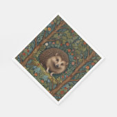 Retro Vintage Wälder Igel Wälder botanischen Serviette (Ecke)