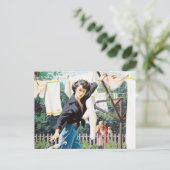 Retro-Vintage Wäsche Postkarte (Stehend Vorderseite)