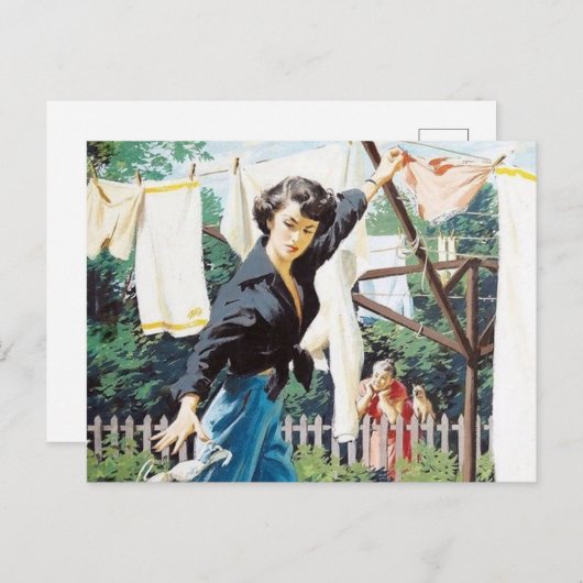 Retro-Vintage Wäsche Postkarte (Vorne/Hinten)