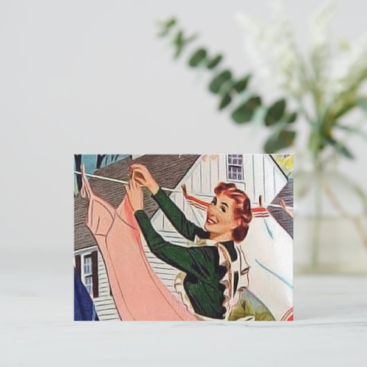 Retro-Vintage Wäsche Postkarte (Stehend Vorderseite)