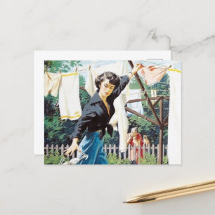 Retro-Vintage-Wäschedame Postkarte