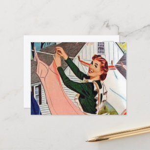 Retro-Vintage-Wäschedame Postkarte