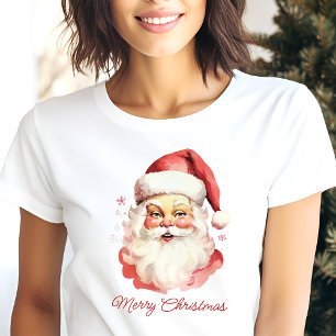 Retro Vintage Wasserfarbe Santa Gesicht Weihnachte Tri-Blend Shirt