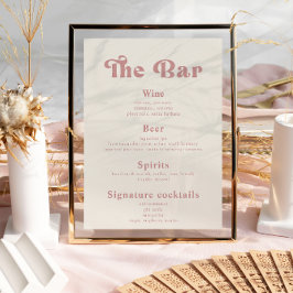 Retro Vintage Wedding Drinks Bar Menu Poster