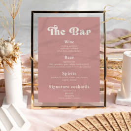Retro Vintage Wedding Drinks Bar Menu Poster