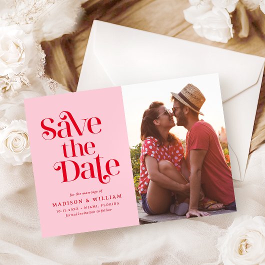 Retro Vintage Wedding Save the Date Foto Einladung