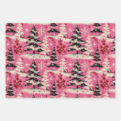 Retro Vintage Weihnachten: 1950er rosa Weihnachten Geschenkpapier Set (Vorderseite)