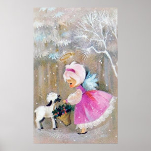 Retro-Vintage Weihnachten Angel Holiday Poster