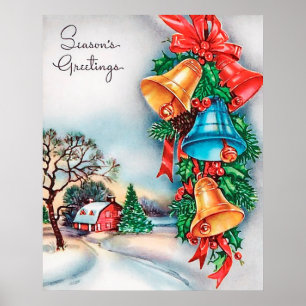 Retro Vintage Weihnachten Bauernhof Feiertag Poste Poster