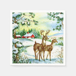retro-vintage-Weihnachten Bauernhof-Feiertag Serviette