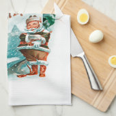 Retro Vintage Weihnachten Cooler Weihnachtsmann Geschirrtuch (Viertel Falte)