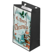 Retro Vintage Weihnachten Cooler Weihnachtsmann Kleine Geschenktüte (Rückseite Schrägansicht)