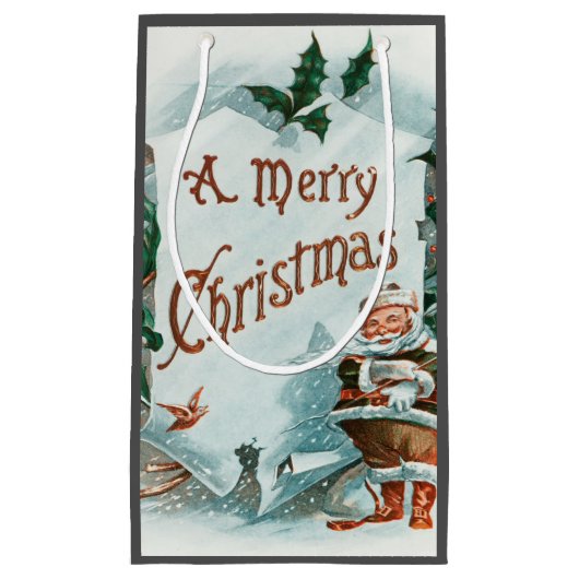 Retro Vintage Weihnachten Cooler Weihnachtsmann Kleine Geschenktüte (Vorderseite)