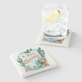 Retro Vintage Weihnachten Cooler Weihnachtsmann Steinuntersetzer (Seitenansicht)