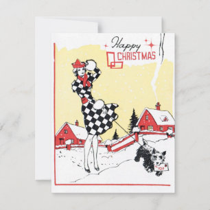 Retro Vintage Weihnachten Dame hinzufügen messafca