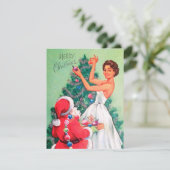 Retro Vintage Weihnachten Dame und Weihnachten hin (Stehend Vorderseite)