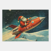 Retro Vintage Weihnachten: Das Weltraumabenteuer d Geschenkpapier Set (Vorderseite)
