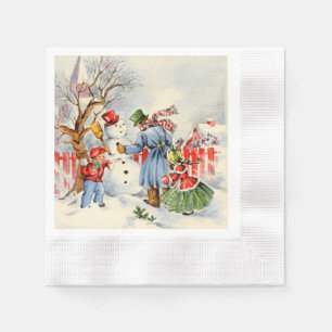 retro-vintage-Weihnachten-Familien-Feiertag Serviette