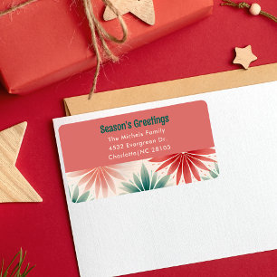 Retro Vintage Weihnachten Flora Wasserfarben Rückk Adressaufkleber