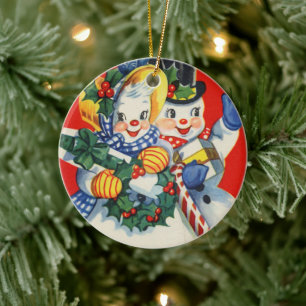 Retro Vintage Weihnachten Fügen Sie Nachricht Schn Keramik Ornament