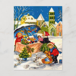 Retro Vintage Weihnachten, Geschenke kaufen Feiertagspostkarte