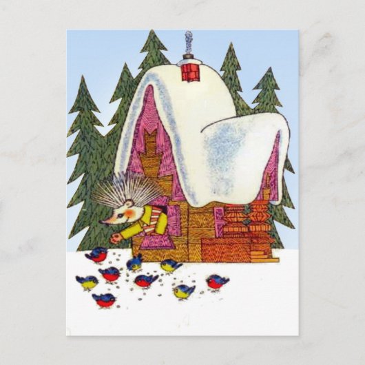 Retro Vintage Weihnachten , Igels Hütte (Vorderseite)