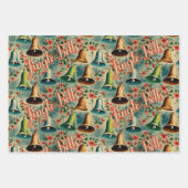 Retro Vintage Weihnachten "Jingle Bells" Geschenkpapier Set (Vorderseite)