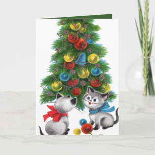 retro-vintage-Weihnachten-Katzenliebhaber-Sentimen Karte