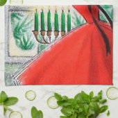 Retro Vintage Weihnachten Lady Küchentuch (Gefaltet)